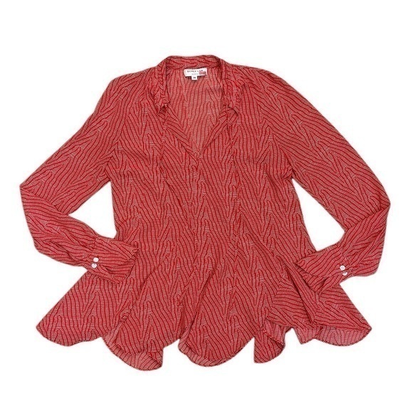 Derek Lam Tops - Derek Lam Vibrant Red Patterned Blouse